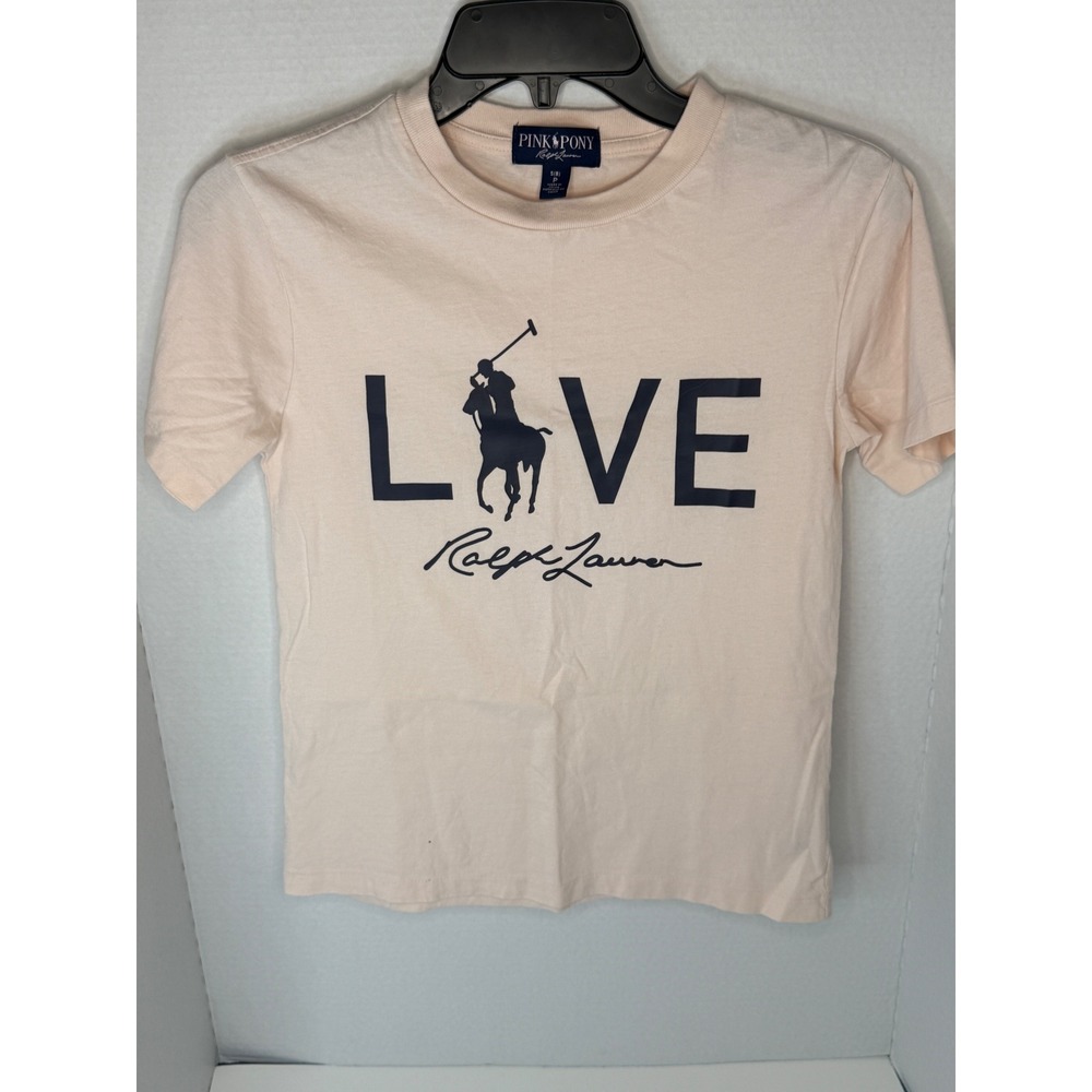 Pink Pony Ralph Lauren Love Big Pony Graphic T-Shirt Light Pink Girls Small 8